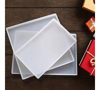 Shein 1 pieza Molde de bandeja de resina grande, molde de bandeja de joyería de silicona, molde de bandeja de ágata para hacer bandejas, platos, posavasos y
