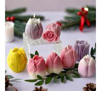 Shein 1 pieza Molde de silicona 3D de rosa peonía para vela/cera/resina/yeso DIY + regalo del Día de la Madre + decoración del hogar + efecto de difusor flo