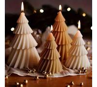 Shein 1 pieza Molde de silicona para vela con forma de abanico plegable origami, molde de vela aromática de árbol de pino giratorio geométrico DIY, molde de