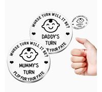 Shein 1 pieza Moneda conmemorativa de metal de doble cara 'Toma de decisiones de mamá/papá', de acero inoxidable, juguete y regalo divertido, con diseño ale
