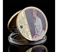 Shein 1 pieza Moneda conmemorativa profesional de la última rosa de la princesa Diana de Gran Bretaña con diamante, moneda conmemorativa de Anna con impresi