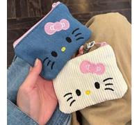Shein 1 pieza Monedero bordado con gato Kitty de Sanrio, bolsa de almacenamiento mini, bolsa cosmética portátil, bordado de alta calidad para mujer, bille
