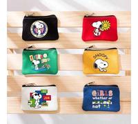Shein 1 pieza Monedero de lona con estilo de dibujos animados de Snoopy, Portamonedas de tela minimalista, Bolsa de almacenamiento de dibujos animados, Rega