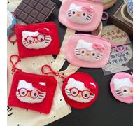 Shein 1 pieza Monedero lindo de Hello Kitty de Sanrio, bolsa de almacenamiento de peluche de dibujos animados, portador de tarjetas, colgante, mochila escol