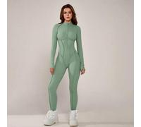 Shein 1 pieza Mono ajustado sin costuras de unicolor con cuello alto que da forma a la mujer