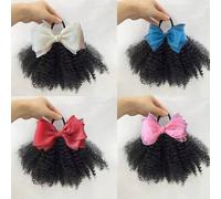 Shein 1 pieza/ Moño de pelo de lujo para niños, rizo afro suave como el cabello natural, sensación de mano Marley rizado a granel para niñas con elástico