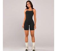 Shein 1 pieza Mono deportivo sin costuras, elástico, con cuello halter, sin espalda, suave y cómodo, que da forma a la cintura y levanta el busto para mujer
