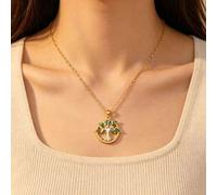 Shein 1 pieza/Mujeres/Collar con colgante de Árbol de la Vida con circonita de colores, Significado[Árbol de la Vida], incrustado con circonita verde, simbo