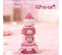 Shein 1 pieza Muñeca apilable de peluche, Muñeca apilable interactiva rosa, Muñeca de confort para viajar, Adecuada como regalo para bebés recién nacidos