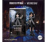 Shein 1 PIEZA Muñeca coleccionable con licencia oficial de Wednesday Addams x Monster High. Wednesday Addams con uniforme de la Academia Nevermore y Thing.