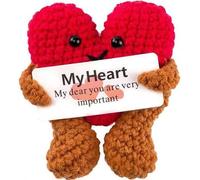 Shein 1 pieza Muñeca de ganchillo con corazón positivo, regalo de cumpleaños de San Valentín, adecuado para hombres, novios, novias, esposas, madres, padres