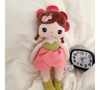 Shein 1 pieza Muñeca de peluche grande con ojos grandes de 35cm/13.78in con vestido con volantes y diadema con flores, muñeca princesa, regalo de cumpleaños