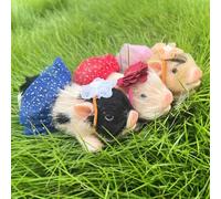 Shein 1 pieza Muñeca recién nacida de cerdo de 5 pulgadas, hecha a mano con silicona sólida realista, un adorable cerdito recién nacido con tres atuendos co