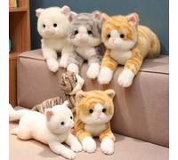 Shein 1 pieza Muñeco de peluche realista de gato, muñeca de gato suave, compañero de consuelo de peluche para niños, decoración del hogar, regalo de cumplea