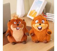 Shein 1 pieza Muñeco de peluche suave de castor de dibujos animados lindo, animal de peluche relleno con forma de expresión sonriente adorable, adecuado par