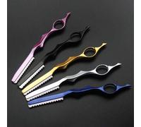 Shein 1 pieza Navaja de afeitar profesional de acero inoxidable para adelgazar el cabello, cuchillo de corte talla grande fino, herramienta de peluquería, a