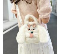 Shein 1 pieza Nuevo bolso bandolera de peluche blanco de conejo, diseño de dibujos animados ligero, adecuado para uso diario, puede contener teléfono, bille