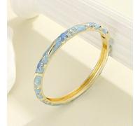 Shein 1 pieza Nuevo brazalete de joyería con estilo bohemio, bañado en oro, con patrón de estrella y esmalte de trabajo de filigrana, para niñas y mujeres