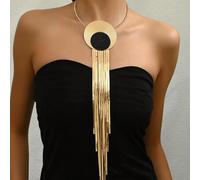 Shein 1 pieza Nuevo collar de cadena larga de serpiente con borlas creativas empalmadas