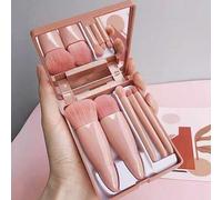 Shein 1 pieza Nuevo Juego de 5 Brochas de Maquillaje Portátil, Brocha Multifunción para Polvos, Brocha para Rubor, Herramientas de Belleza con Espejo, Tamañ