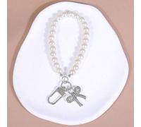 Shein 1 pieza Nuevo llavero de mujer con cadena de cuentas de perlas de vidrio falso y decoración de mariposa con rhinestone, elegante soporte para bolso/ll