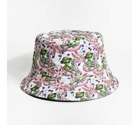 Shein 1 pieza Nuevo sombrero de cubo con estampado de flamenco y extraterrestre, adecuado para viajes a la playa, regalo ideal, ligero y transpirable perfec