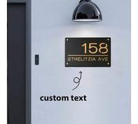 Shein 1 pieza Número de casa personalizado, número de casa acrílico de doble capa grabado en 3D moderno personalizable, letrero de dirección callejera al ai