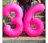 Shein 1 pieza Número fluorescente de 40 pulgadas (101,6 cm) que brilla en la oscuridad, de color magenta fluorescente, globo de luz de neón, globo con númer