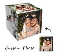 Shein 1 pieza o talla grande Cubo mágico personalizable de 70 mm de ángulo recto sin costuras de tercer orden con 6 fotos HD UV, regalo cultural y creativo.