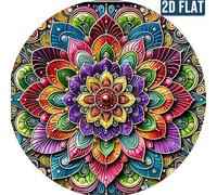 Shein 1 pieza Obra de arte plana 2D - Mandala minimalista moderno - Tablero de póster de aluminio con caleidoscopio colorido - Arte de pared 2D redondo, par