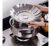 Shein 1 pieza Olla vaporera ajustable de acero inoxidable, rejilla vaporera plegable y expansible, bandeja vaporera de uso múltiple para vapor de bollos, di