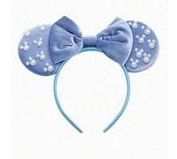 Shein 1 pieza Orejas de Minnie Mouse de dibujos animados lindas, diadema con orejas de ratón grandes de perlas falsas brillantes, diadema de peluche con dec