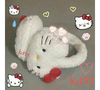 Shein 1 pieza Orejeras de peluche de Hello Kitty de unicolor y lindo, orejeras casuales para bicicleta al aire libre, cubiertas de oreja de piel gruesa, ade