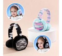 Shein 1 pieza Orejeras suaves de punto para niños, con ribete de felpa a rayas de colores mixtos, orejeras cálidas, atuendo de moda casual para exteriores p