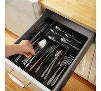 Shein 1 pieza Organizador de alimentos de gran compartimento, bandeja de almacenamiento de cocina, caja portacubiertos plana, hecha de plástico PP, adecuada
