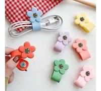 Shein 1 pieza Organizador de cable de auriculares con diseño floral de silicona, adecuado para auriculares con cable, cables de datos, almacenamiento y gest
