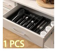 Shein 1 pieza Organizador de cubiertos, Organizador de cajón de utensilios, Bandeja expandible para vajilla de cocina, Estante plano para vajilla, cuchillos