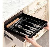 Shein 1 pieza Organizador de cubiertos plano, Contenedor de almacenamiento para cajón de cocina, Juego organizador de utensilios de cocina y comedor, Acceso