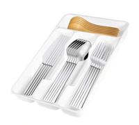 Shein 1 pieza Organizador de cubiertos plano, hecho de plástico PP, adecuado para encimera de cocina, almacenamiento en cajón de gabinete, compartimentos di