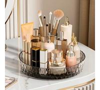 Shein 1 pieza Organizador de maquillaje giratorio 360 grados, caja de almacenamiento multifuncional para el escritorio, bandeja de tocador de gran capacidad