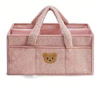 Shein 1 pieza Organizador de pañales para mesa de cambio con diseño lindo de cabeza de oso de alta calidad, Cesta de almacenamiento para pañales y toallitas
