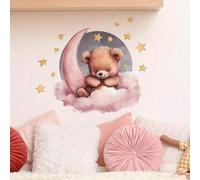 Shein 1 pieza Oso de buenas noches, pegatina de pared con luna y estrellas, decoración autoadhesiva para habitación infantil, dormitorio, sala de estar, p