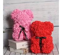 Shein 1 pieza Oso de rosas de 23 cm hecho de flores de espuma artificial - Un arreglo con forma de oso de rosas, un oso de rosas simulado muy realista (con
