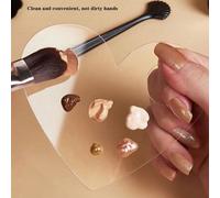Shein 1 pieza Paleta de maquillaje multifuncional de acrílico transparente con forma de corazón, paleta de base, paleta de cosméticos, adecuada para ajustar