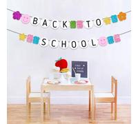 Shein 1 pieza Pancarta con brillo para el primer día de clases para decoración de fiesta de regreso a clases con caritas sonrientes y estética con cuentas p