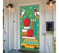 Shein 1 pieza Pancarta de fiesta de vuelta al colegio - Diseño con elementos de dibujos animados vibrantes con globo terráqueo y libros, ideal para decoraci