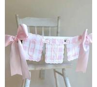 Shein 1 pieza Pancarta para silla alta de 1er cumpleaños, patrón a cuadros rosa y azul, linda decoración para fiesta de 1er cumpleaños, accesorio fotográfic