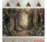 Shein 1 pieza Pancarta plana 2D, fondo de primavera, mundo de hadas de jardín mágico, pradera, mariposa, fondo de maravillas, adecuado para decoración de fi
