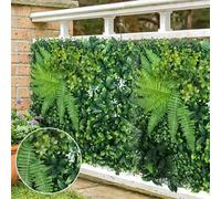 Shein 1 pieza Panel de pared de césped artificial con flores plantas artificiales, pantalla de privacidad con respaldo de césped, panel de pared de flores p