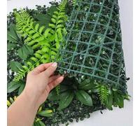 Shein 1 pieza Panel de pared de césped artificial con flores y plantas artificiales, se puede usar como pantalla de cerca verde de privacidad, fondo de pare